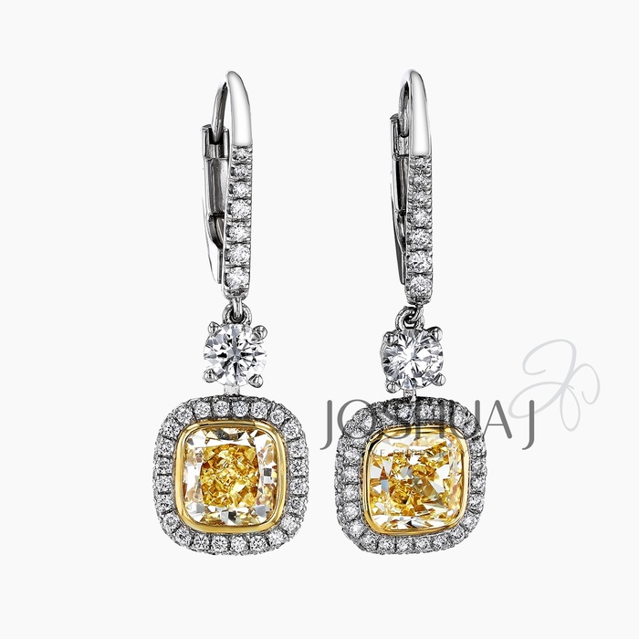 Cushion Diamond Drop Earrings