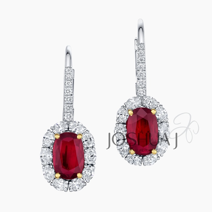 Oval Ruby Halo Earrings