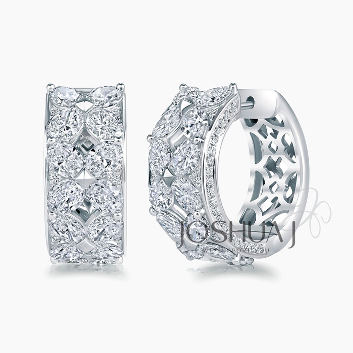 Oval Diamond Hoop Earrings