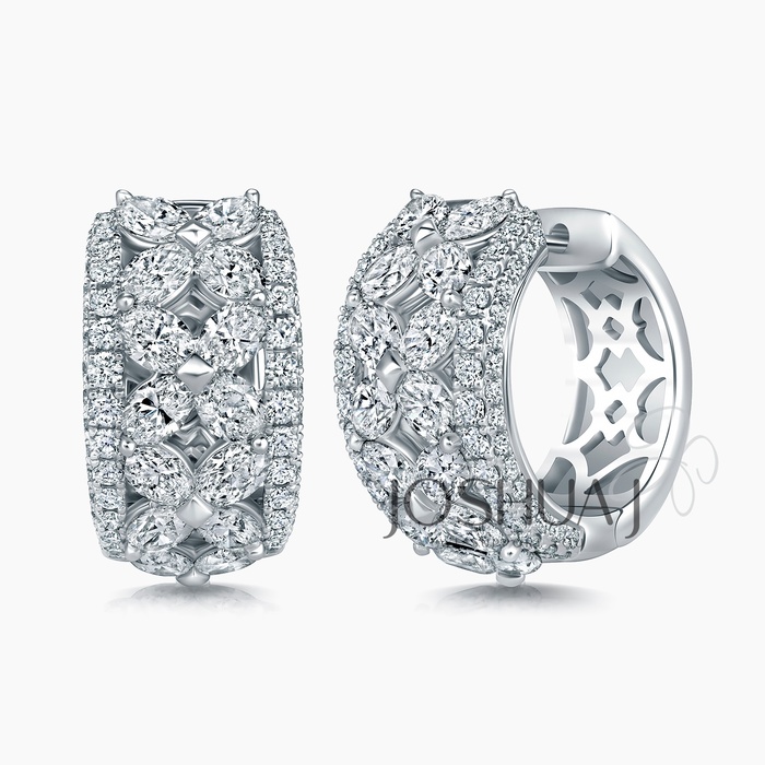 Oval Diamond Hoop Earrings