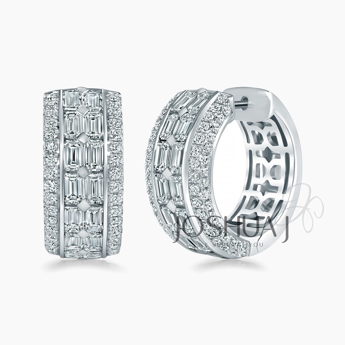 Emerald-Cut Diamond Hoop Earrings