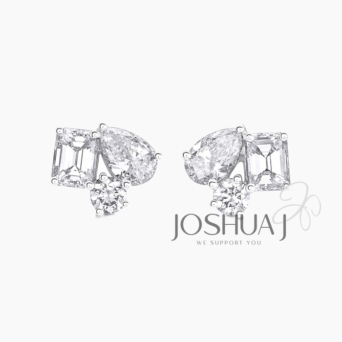 Emerald-Cut Diamond Cluster Earrings
