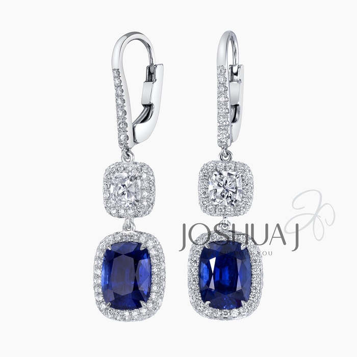Cushion Sapphire Earrings