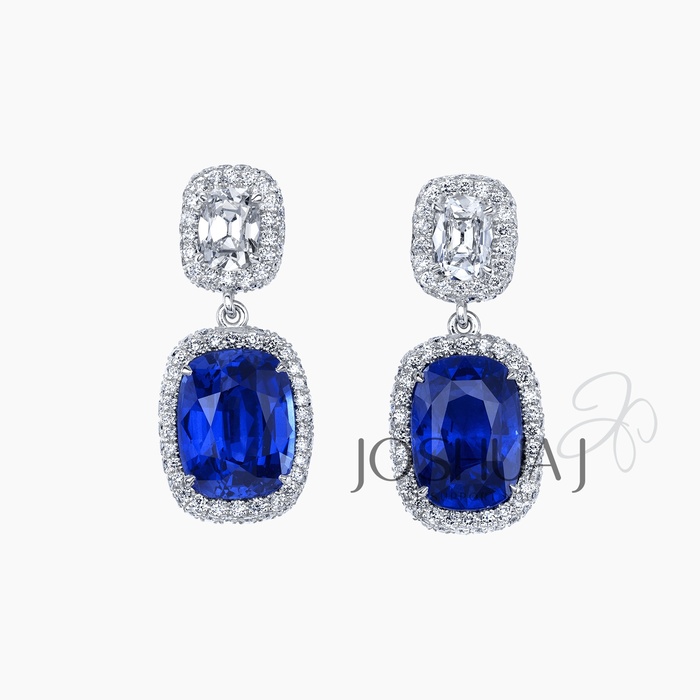 Cushion Sapphire Earrings