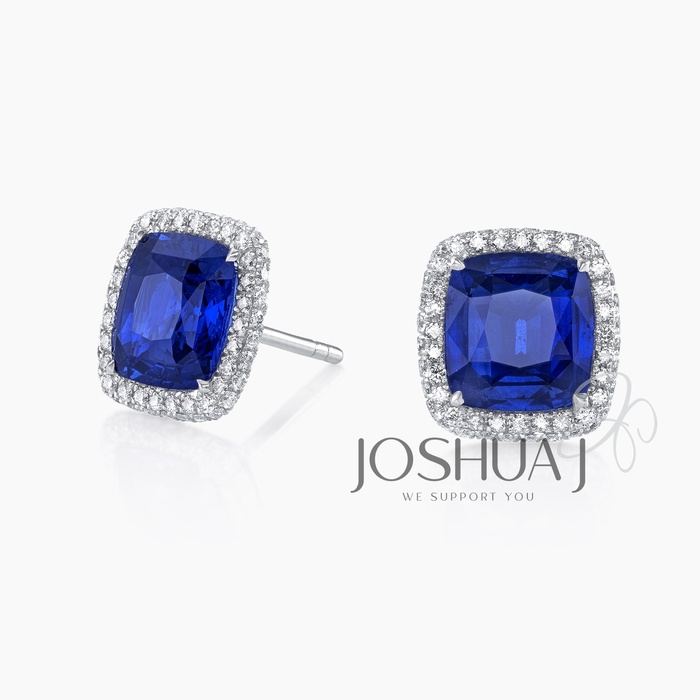 Cushion Sapphire Stud Earrings
