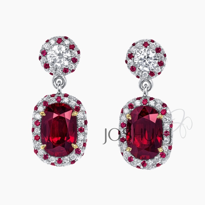 Oval Ruby Drop Earrings