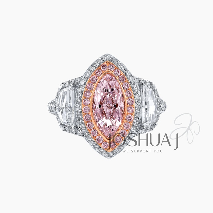 Fancy Pink Round Diamond Halo Ring
