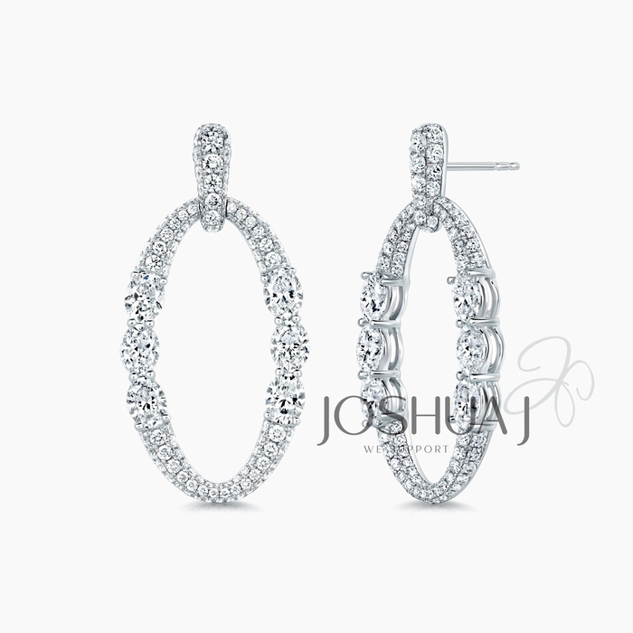 Oval Diamond Hoop Earrings