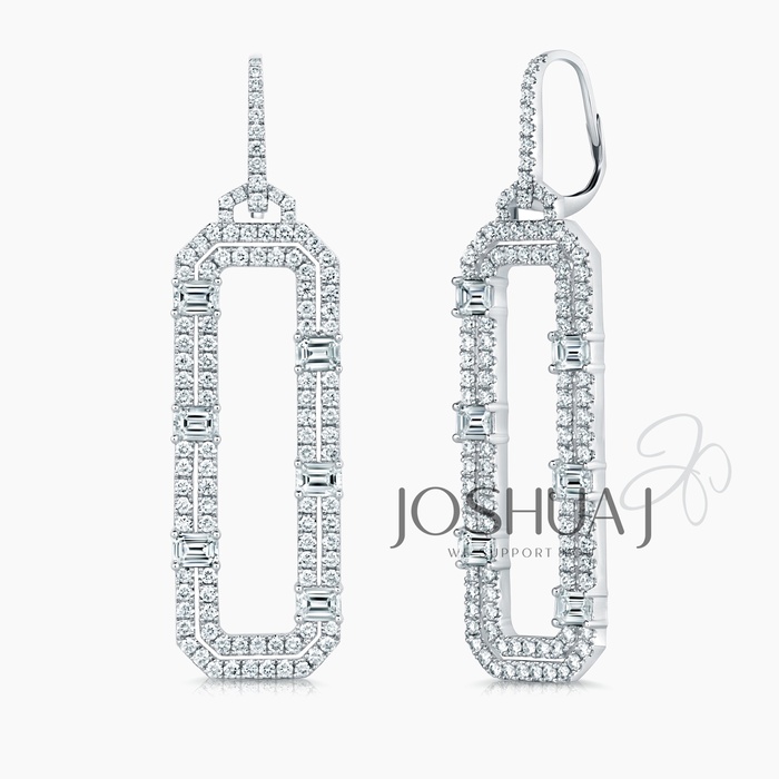 Emerald-Cut Diamond Drop Earrings
