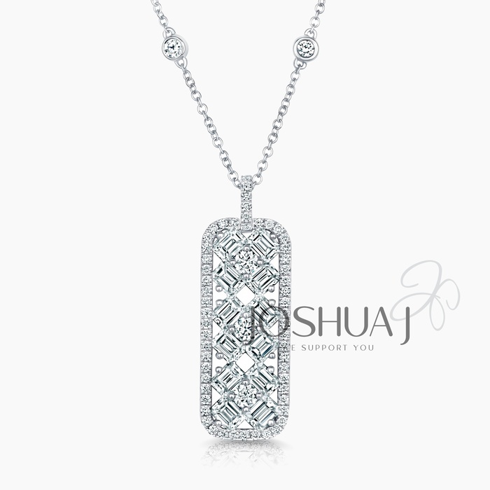 Emerald-Cut Diamond Halo Necklace