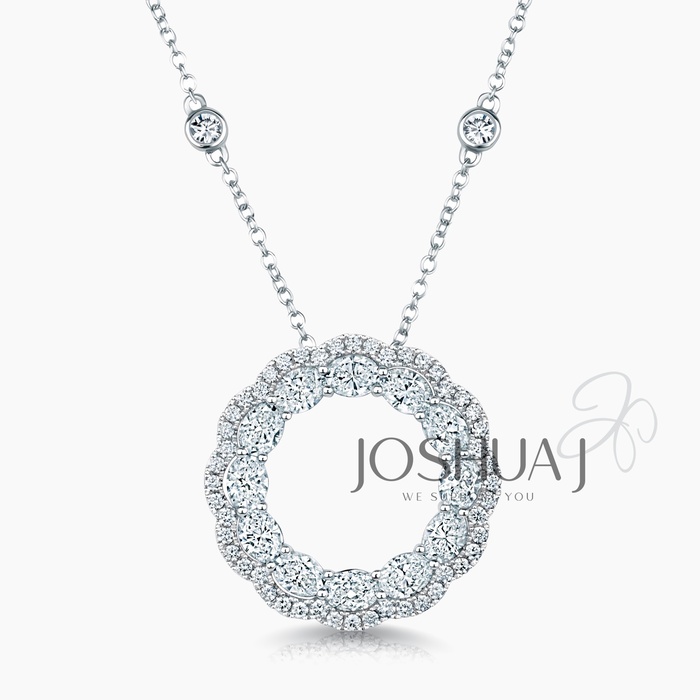 Radiant Diamond Halo Necklace