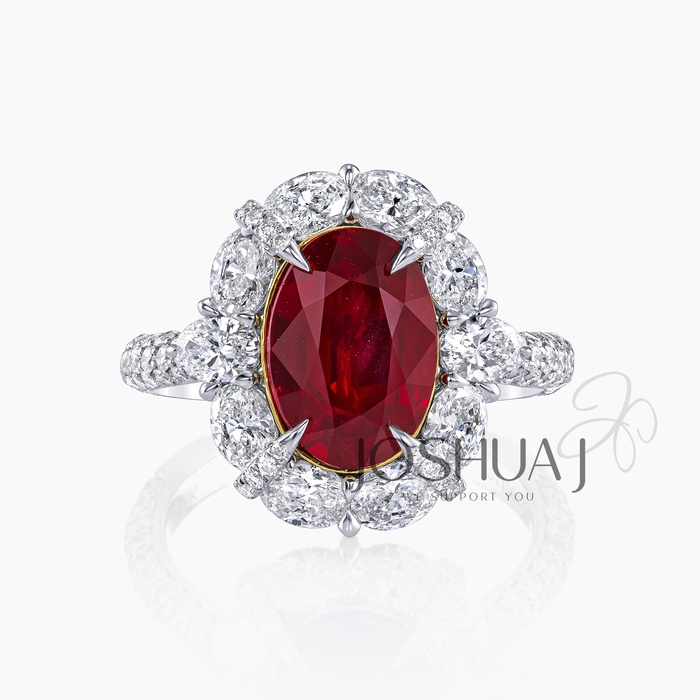 Oval Ruby Halo Ring