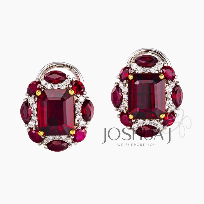 Radiant Ruby Halo Earrings