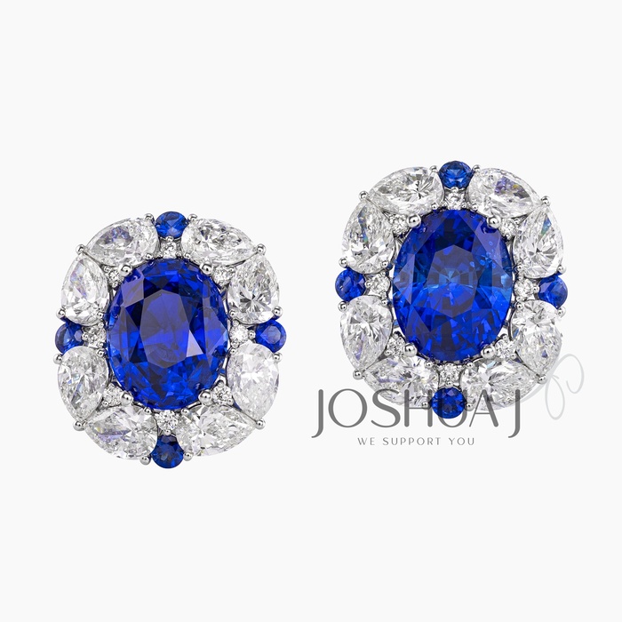 Oval Sapphire Halo Earrings