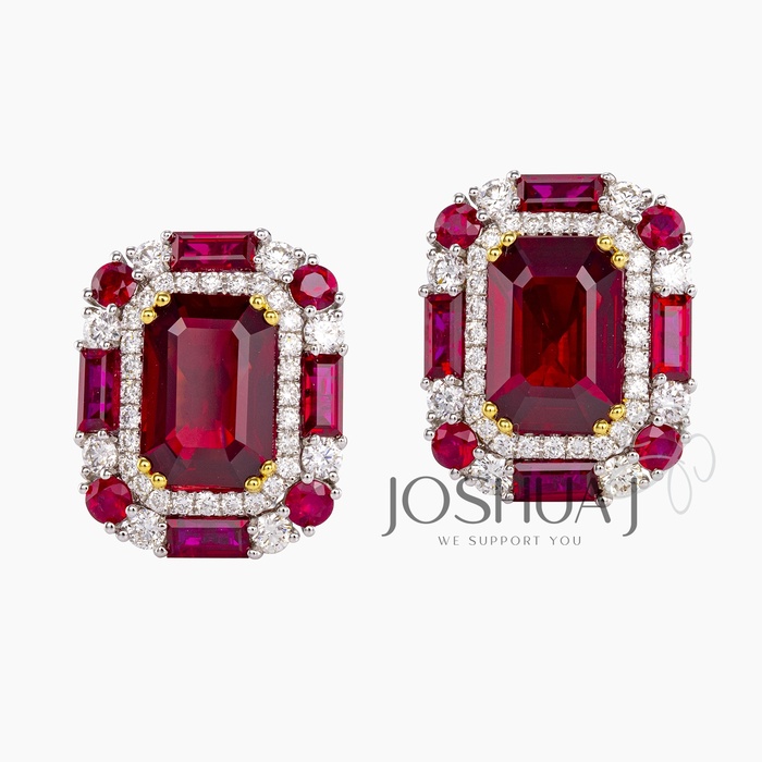 Emerald-Cut Ruby Earrings