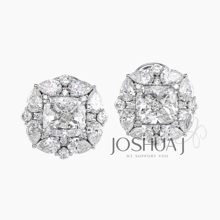Radiant Diamond Halo Earrings