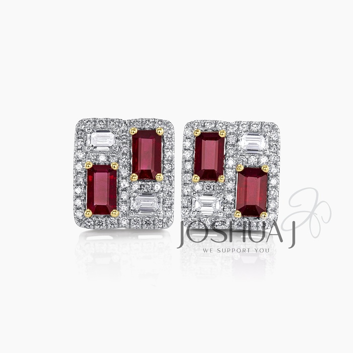 Radiant Ruby Cluster Earrings