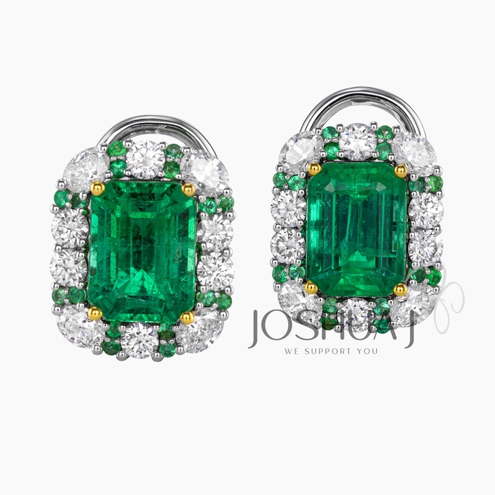 Oval Emerald Halo Earrings