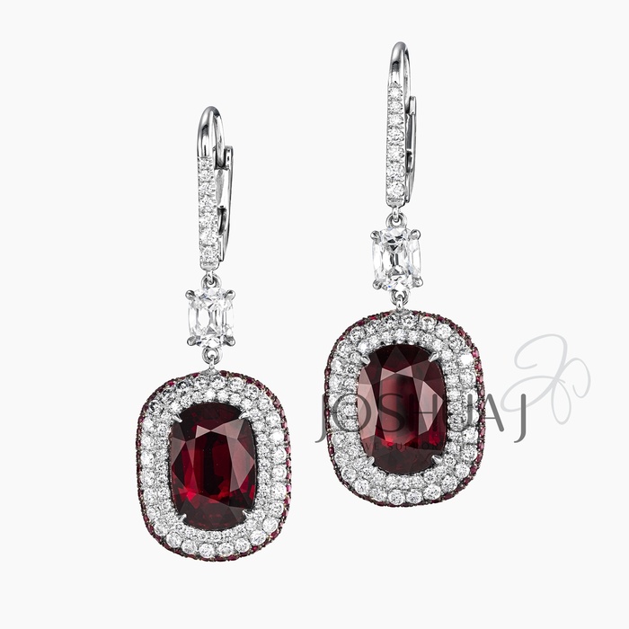Radiant Ruby Halo Earrings