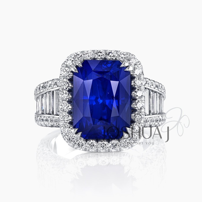 Emerald-Cut Sapphire Halo Ring