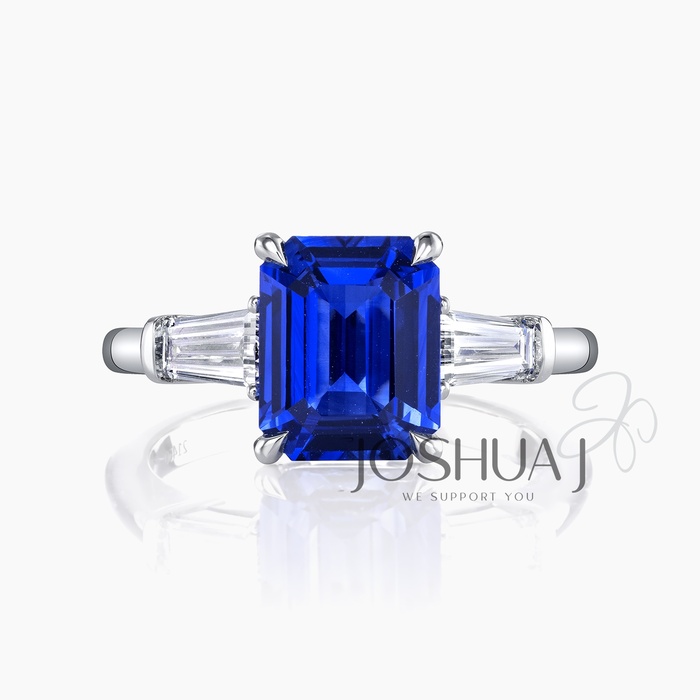 Emerald-Cut Sapphire Three-Stone Ring