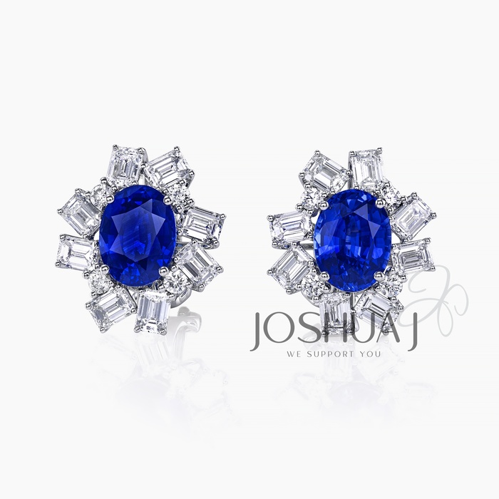 Oval Sapphire Cluster Earrings