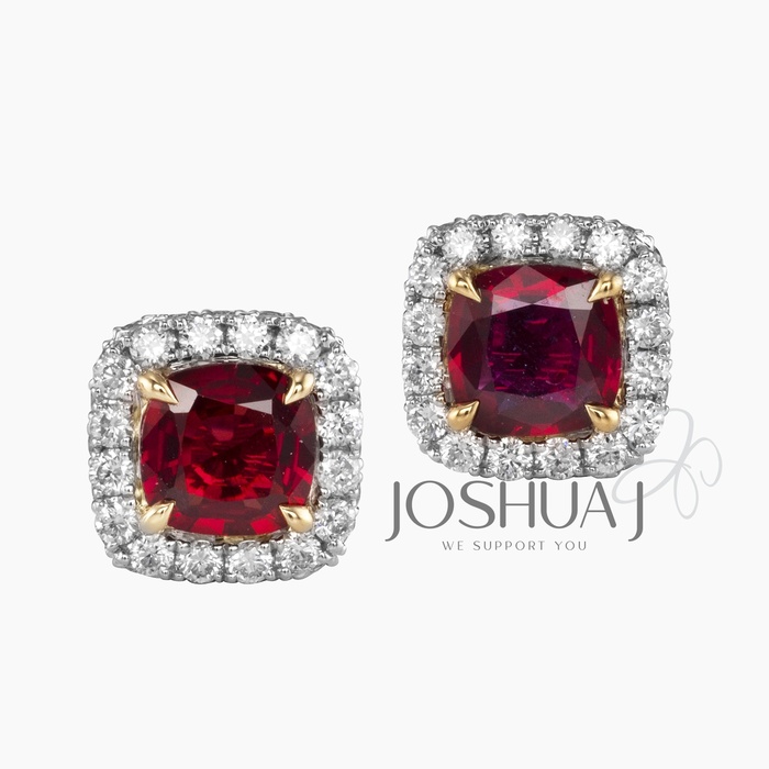 Cushion Ruby Stud Earrings