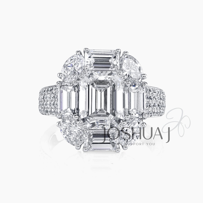 Emerald-Cut Diamond Halo Ring