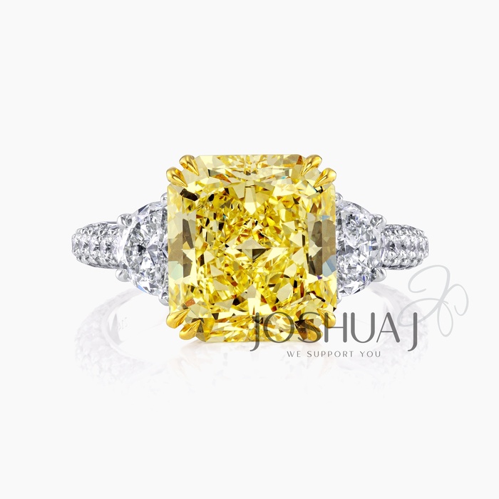 Fancy Light Radiant Diamond Three-Stone Ring