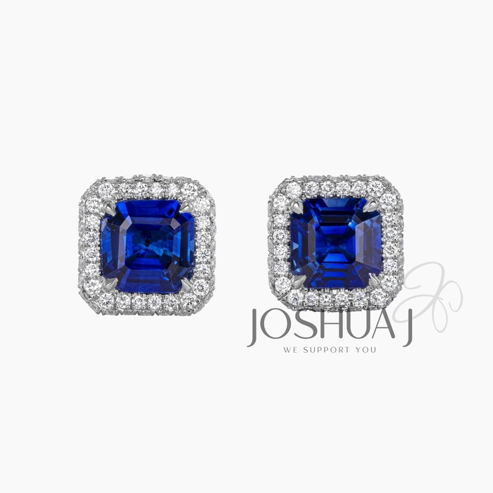 Asscher Sapphire Stud Earrings