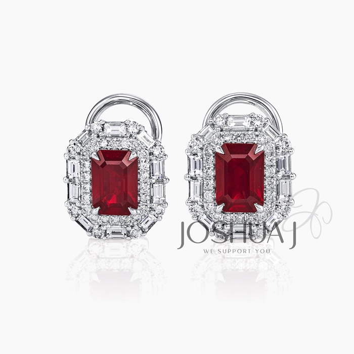 Baguette Ruby Earrings