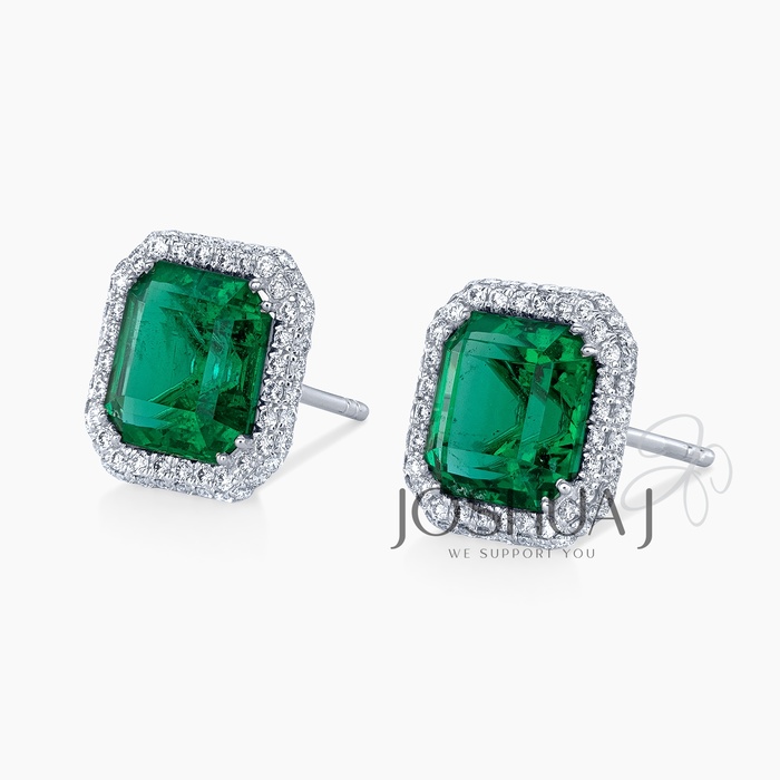 Round Emerald Earrings