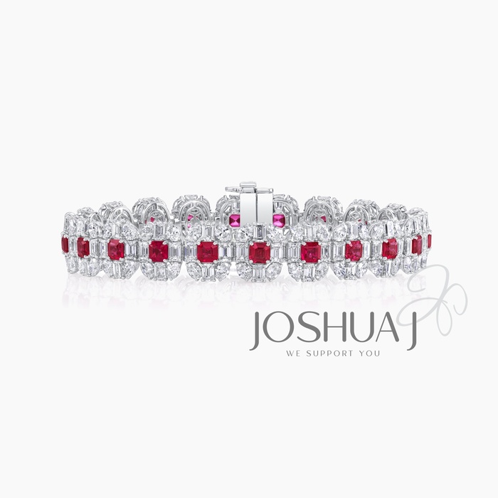Asscher Ruby Halo Bracelet