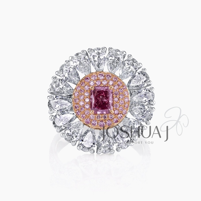 Fancy Intense Radiant Diamond Halo Ring