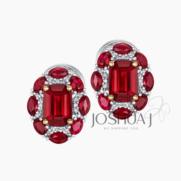 Emerald-Cut Ruby Earrings