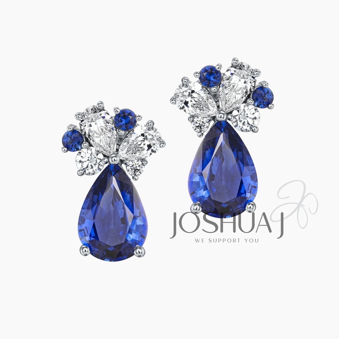 Pear Sapphire Cluster Earrings