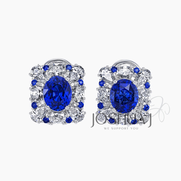 Oval Sapphire Halo Earrings