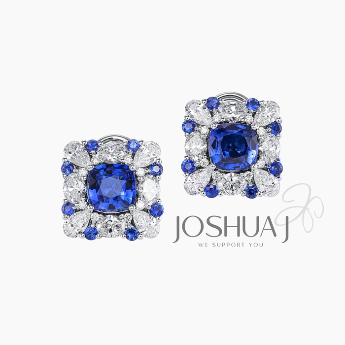 Radiant Sapphire Halo Earrings