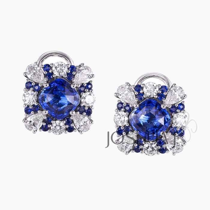 Cushion Sapphire Halo Earrings