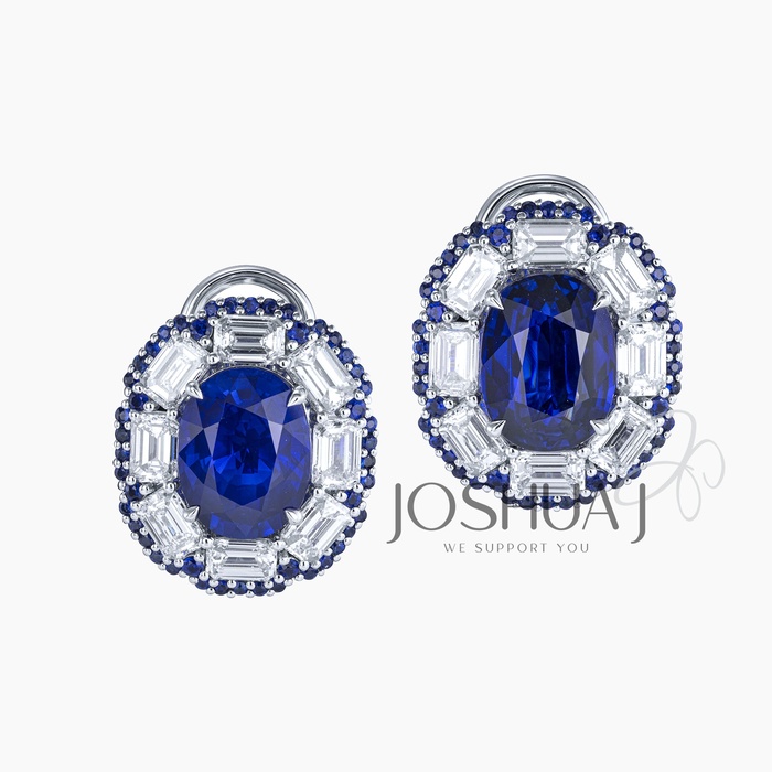 Oval Sapphire Halo Earrings