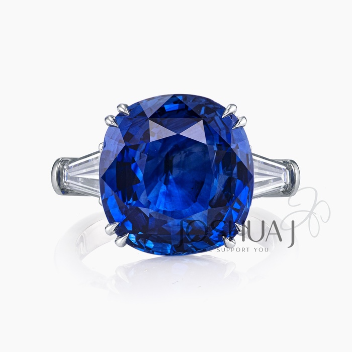 Cushion Sapphire Three-Stone Ring