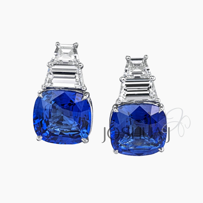 Cushion Sapphire Earrings