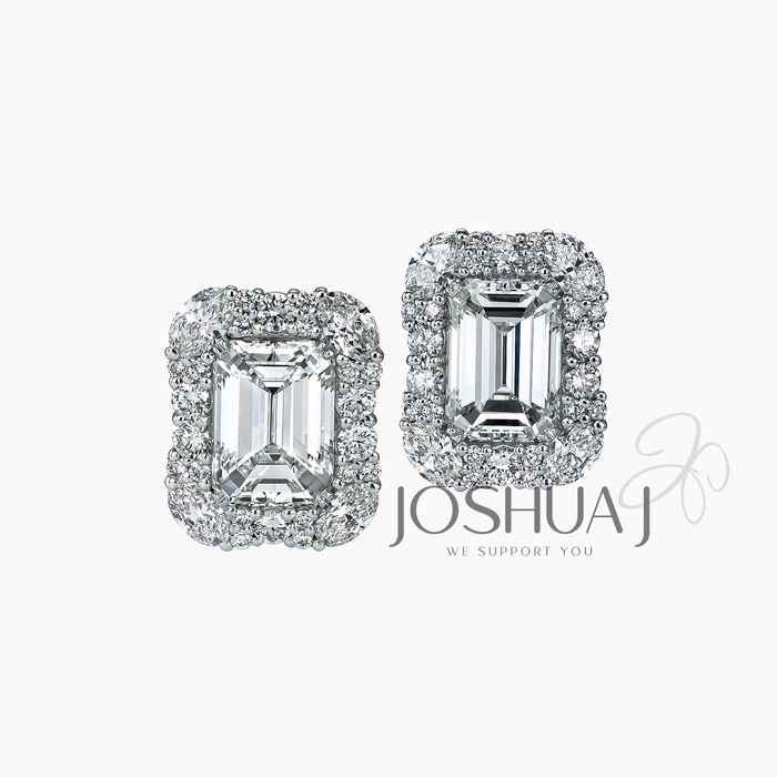 Emerald-Cut Diamond Stud Earrings