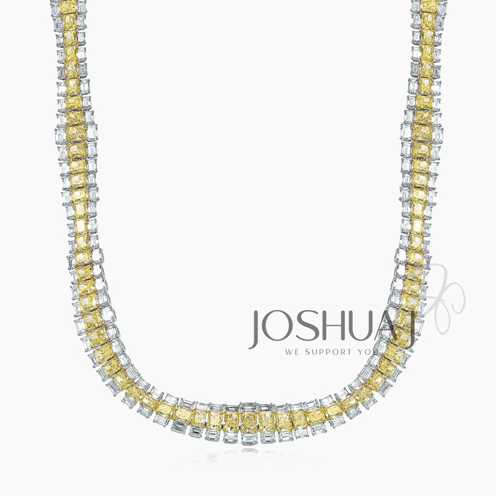 Fancy Yellow Radiant Diamond Necklace
