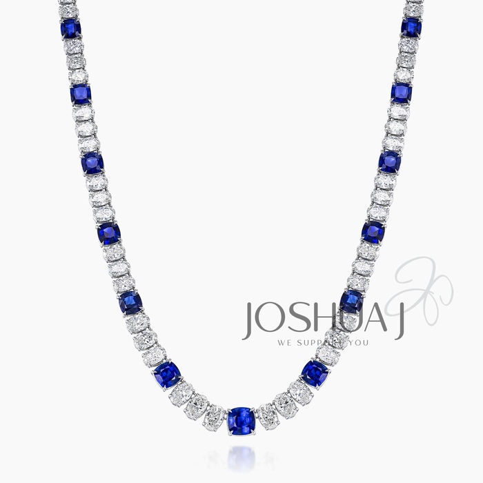 Cushion Sapphire Riviera Necklace