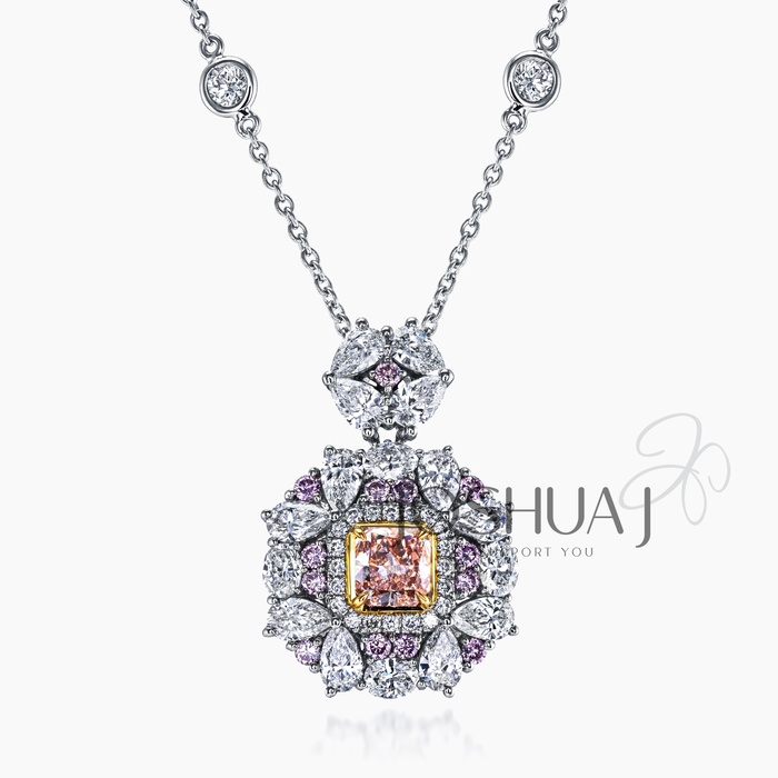 Radiant Diamond Halo Necklace
