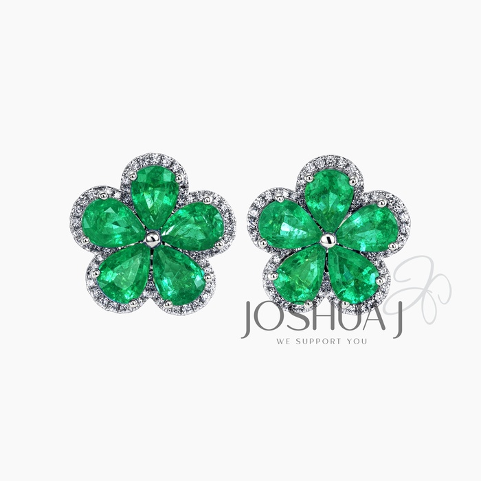 Pear Emerald Halo Earrings