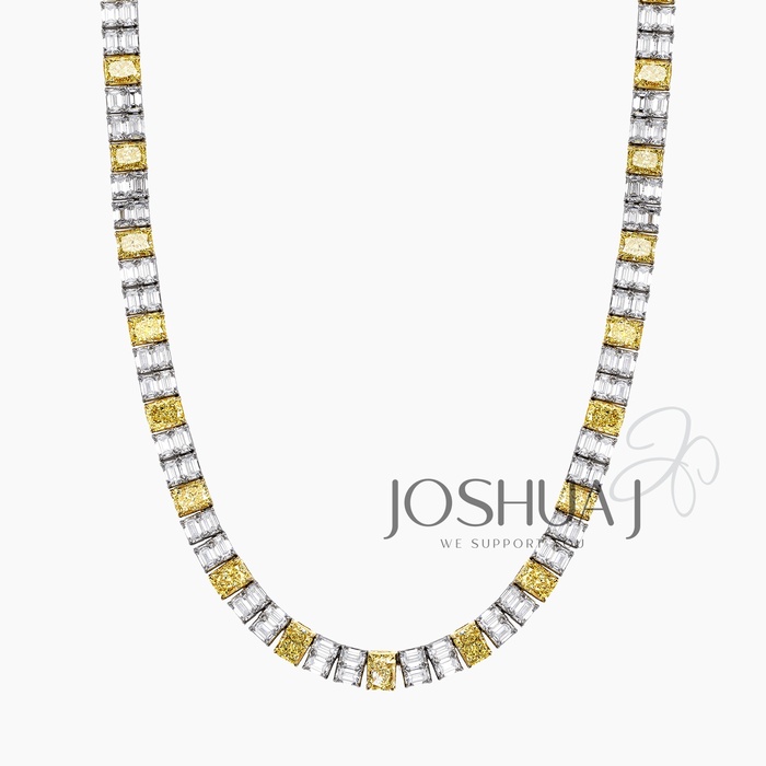 Fancy Yellow Radiant Diamond Necklace