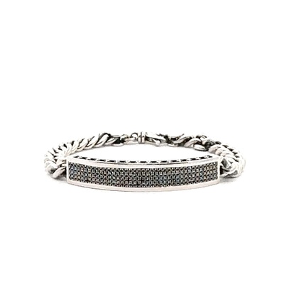 KING BABY Sterling Silver Black Diamond ID Bracelet