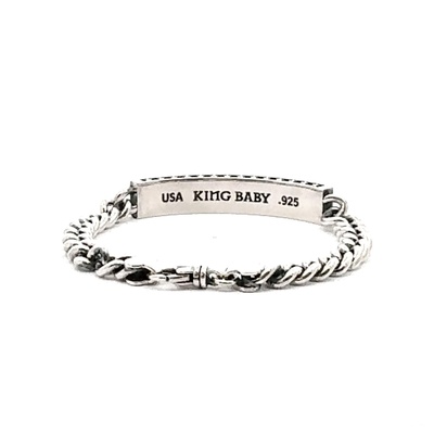 USA製 KING BABY bracelet silver925 喜平 刻印 KING BABY Sterling Silver Black Diamond ID Bracelet